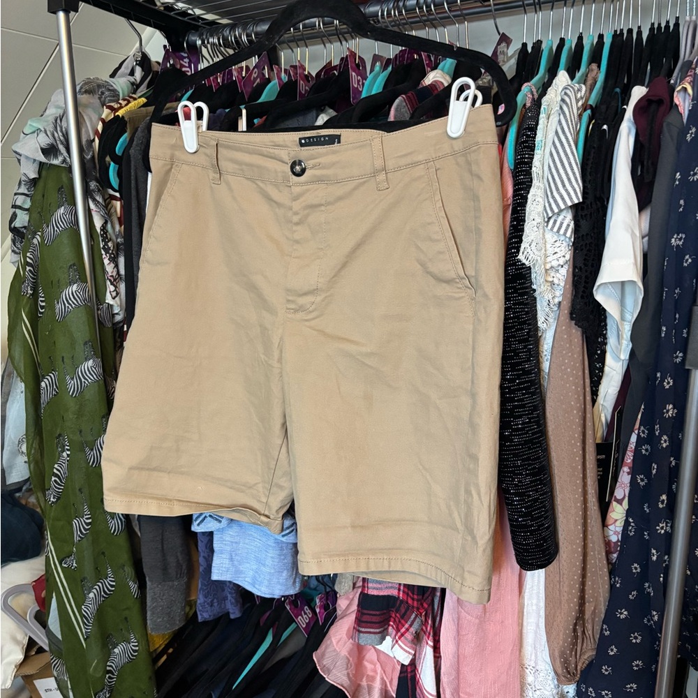 ASOS Design  Tan Flat Front Shorts Casual Style